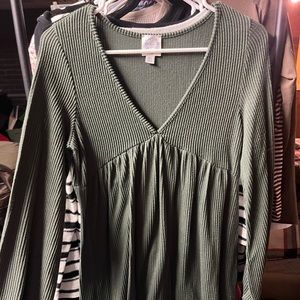 Francesca Blue Rain green V-neck dress